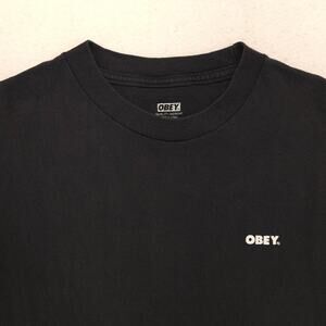 Obey Casual Crew Neck Short Sleeve Graphic Shirt Mens Size Small S Black
